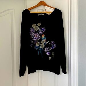 Never worn Johnny Was velvet/knit top.